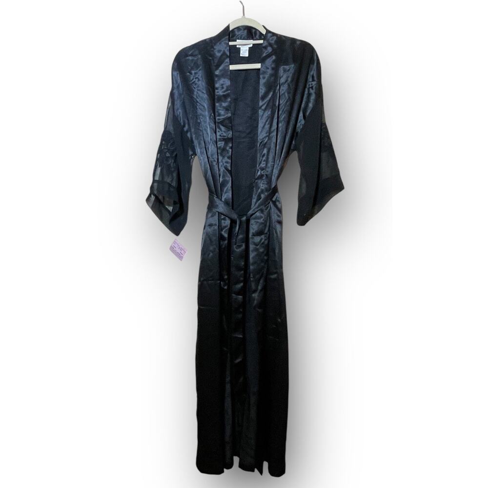 New Vintage Nordstrom Lingerie Women’s Black Robe‎ Belted Size Large NWT